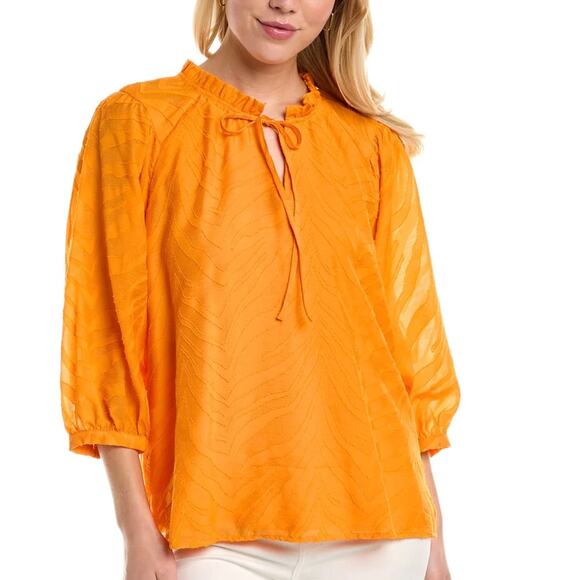 NWT Vince Camuto Split Neck Zebra Print Blouse – Women’s XS, Orange - Picture 1 of 3